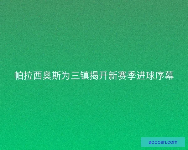 帕拉西奥斯为三镇揭开新赛季进球序幕