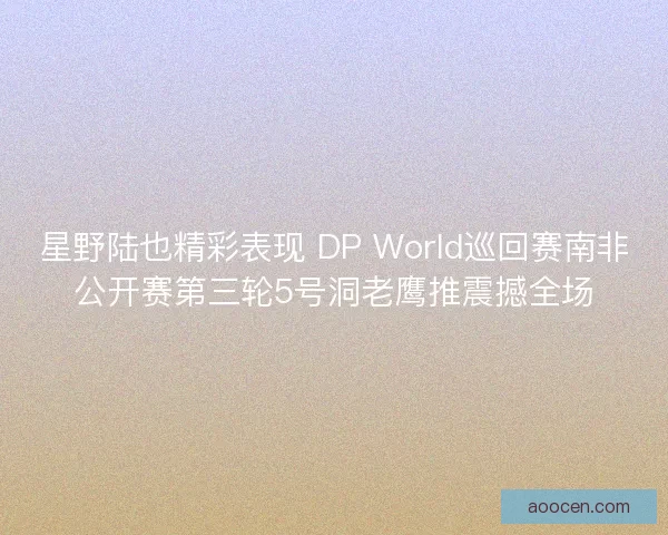 星野陆也精彩表现 DP World巡回赛南非公开赛第三轮5号洞老鹰推震撼全场